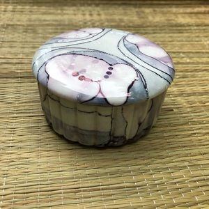 Dresser Box Trinket Holder Artist Design High Gloss Round Lidded Ring Keeper